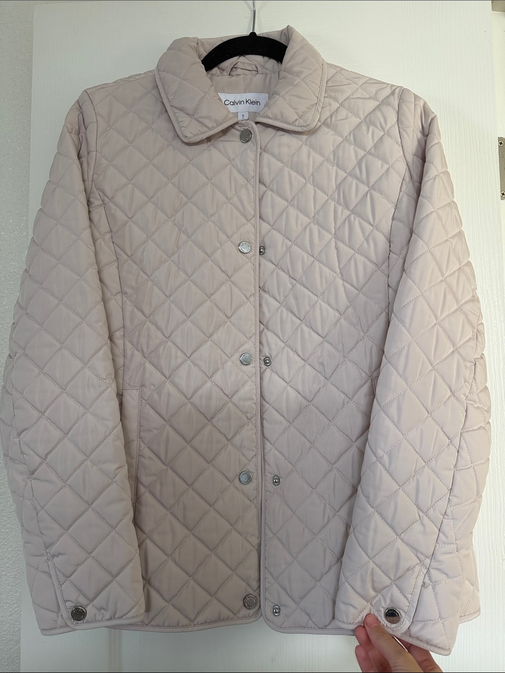 Calvin Klein Women's Quilted Pale Blush Puffer Jacket S